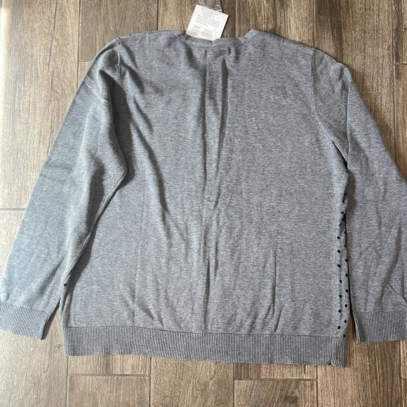 NWT Croft & Barrow Gray Knit Polka dot Cardigan Sweater - Picture 4 of 5